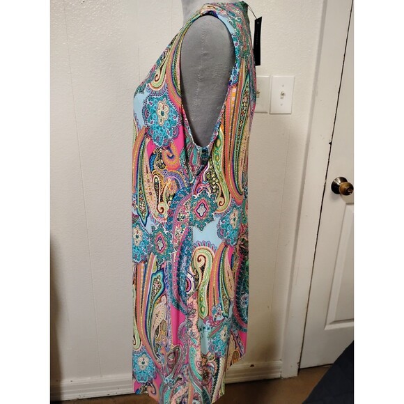 Tommy Hilfiger Vibrant Multicolor Paisley Print Sleeveless Shift Dress Size 16 - Picture 4 of 10